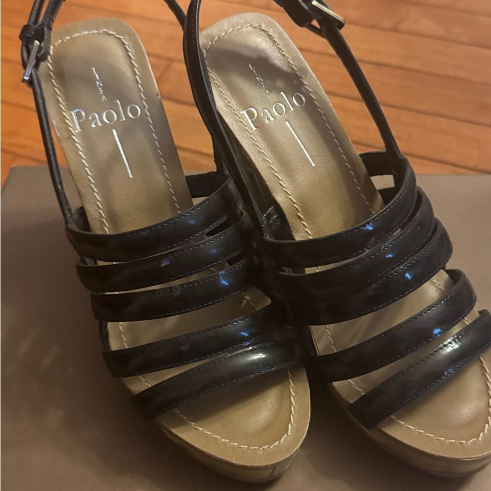 Paolo Black Platform Shoes with Strappy Design
